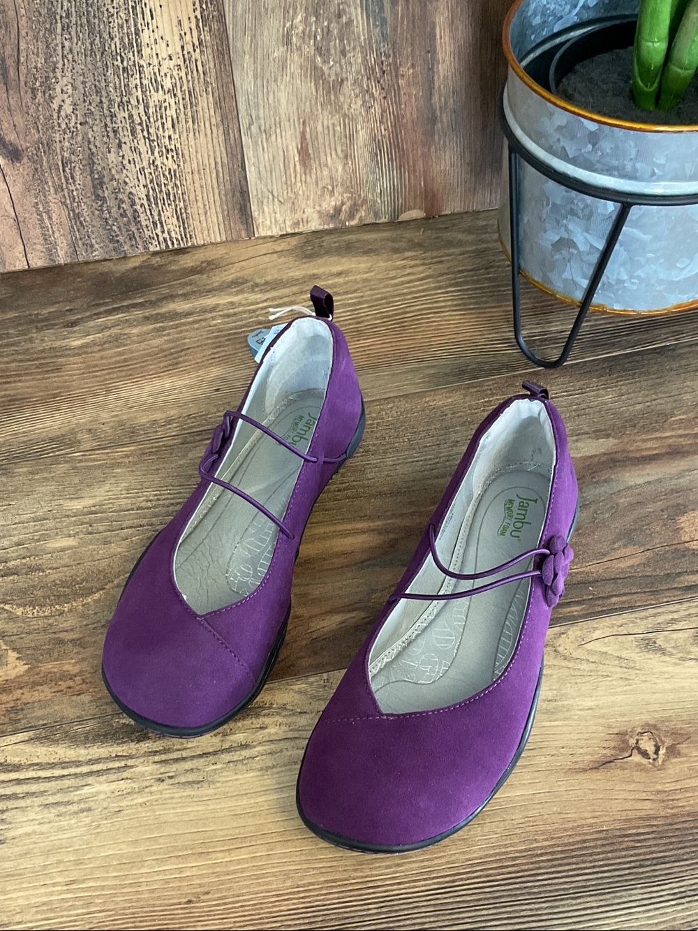 Jambu Suede Mason Mary Jane Leather Suede Flats NWT 8M